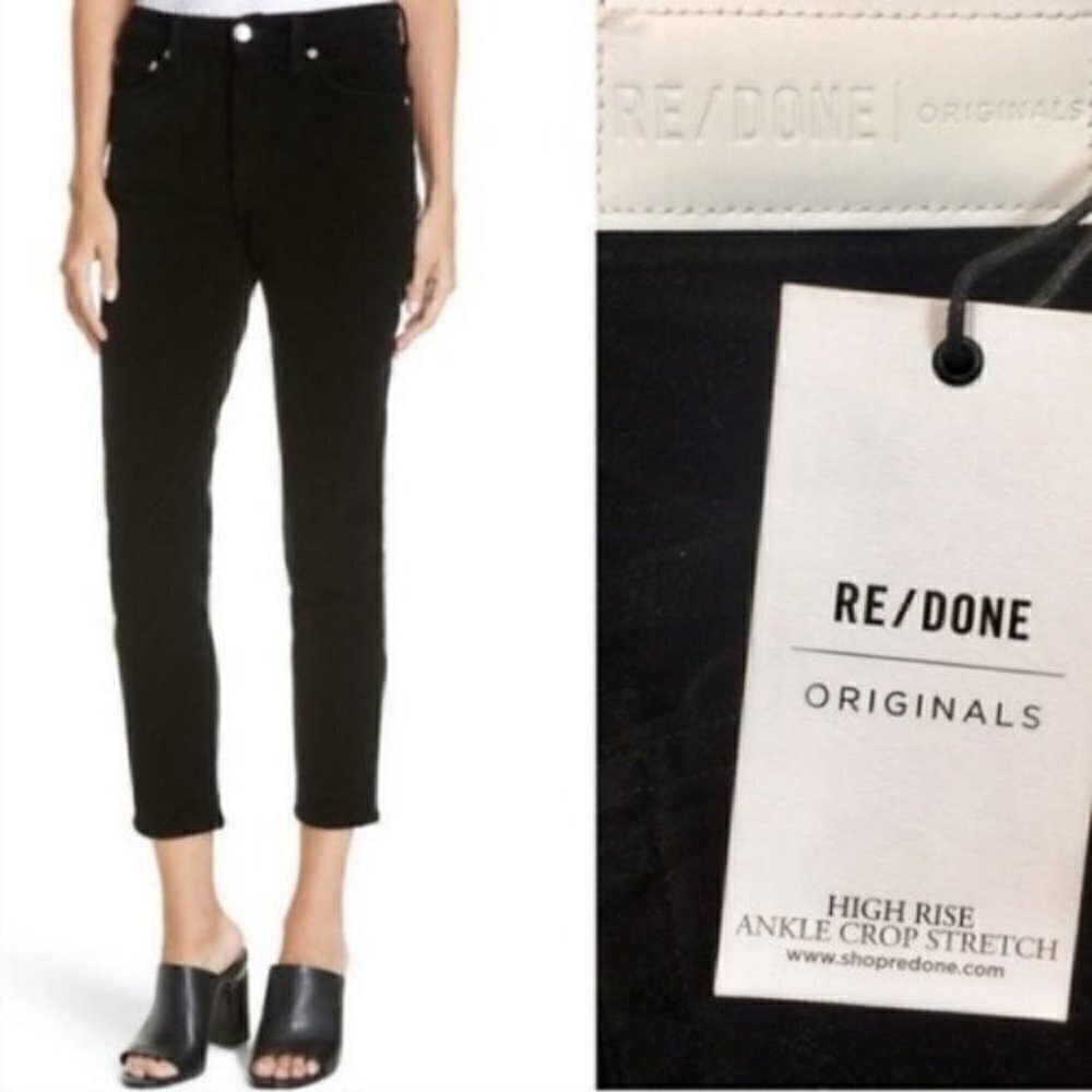 Re/Done Velvet High Waist Ankle Crop Jeans - Picture 1 of 8